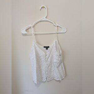 Cute White Tank Top with Buttons